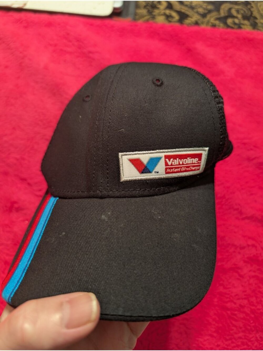 Valvoline Mesh Trucker Hat TSMGI Snapback Adjustable Black Instant Oil Change